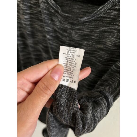 Zyia Top Women's Large Infinity Tank Gray Black Split Tie Front Cropped - Picture 6 of 8